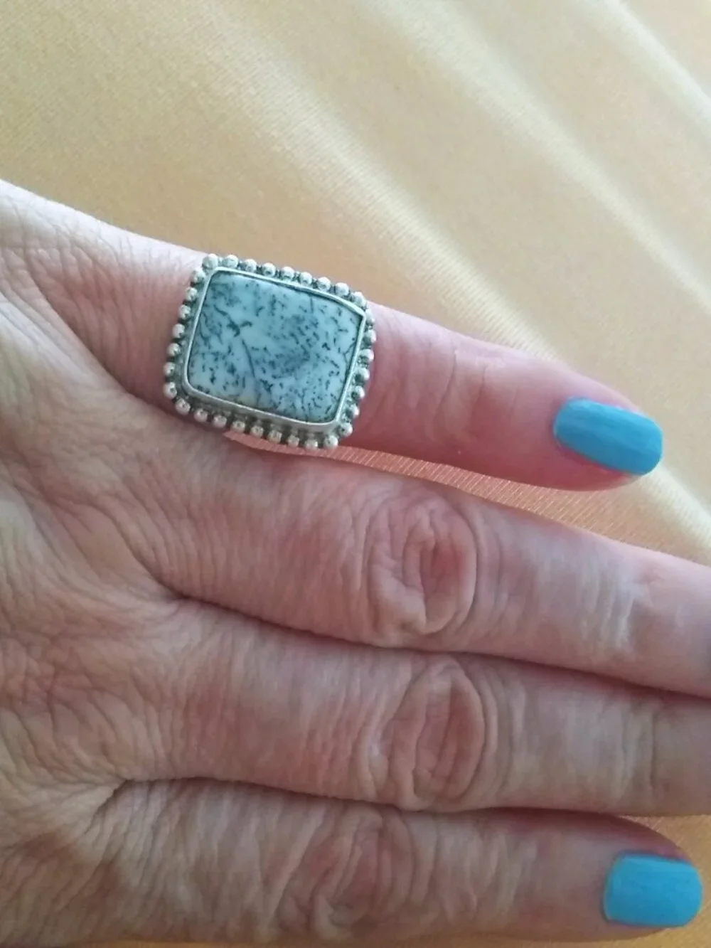 Sz 4-4.25 ~ Dendritic Jasper Ring - Small Hands - Punk Grunge Minimalist Western